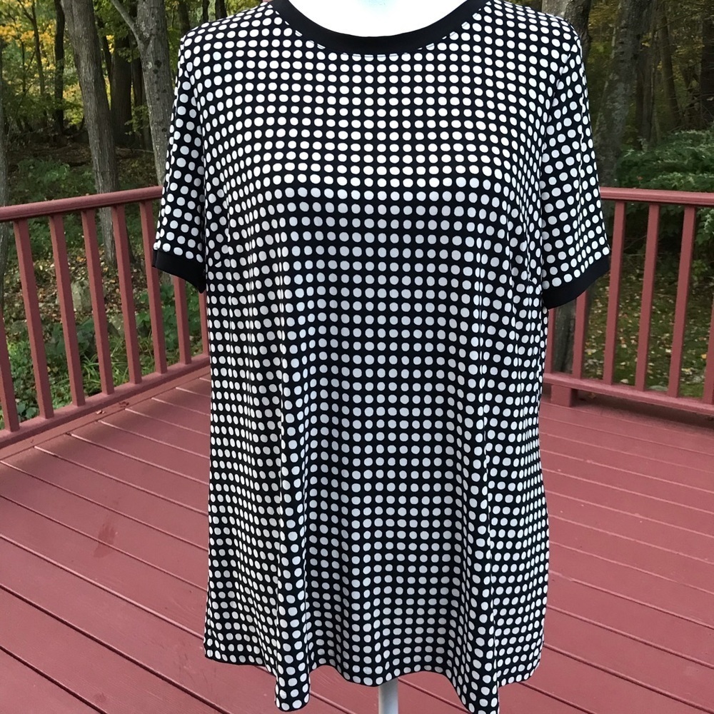 NWT! ANNE KLEIN 0X black Combo Short Sleeve Top